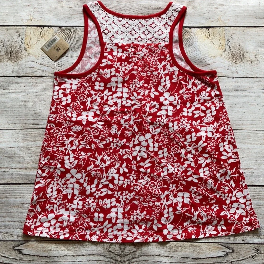 Crazy 8 Floral Tank Top NWT Girls Size Medium 7-8 Red White